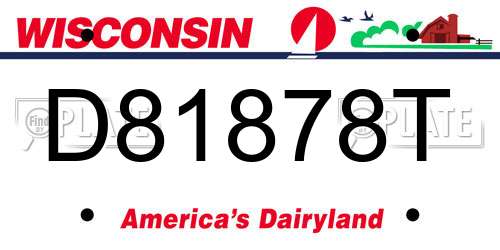D81878T Wisconsin License Plate