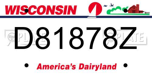 D81878Z Wisconsin License Plate