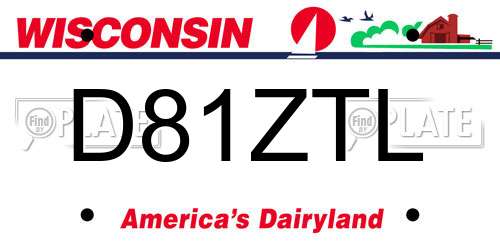 D81ZTL Wisconsin License Plate