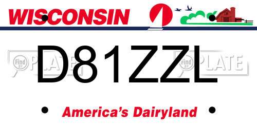 D81ZZL Wisconsin License Plate