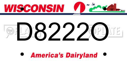 D8222O Wisconsin License Plate