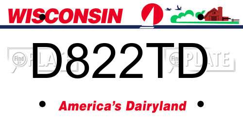 D822TD Wisconsin License Plate
