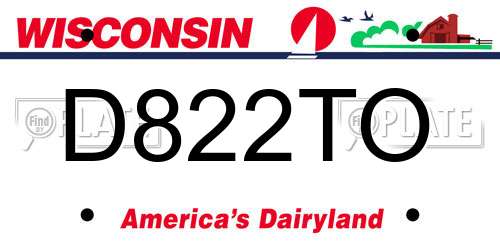 D822TO Wisconsin License Plate