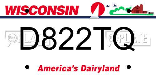 D822TQ Wisconsin License Plate