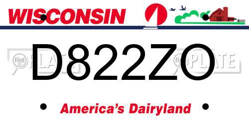D822ZO Wisconsin License Plate