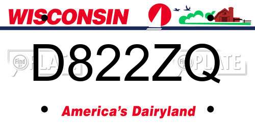 D822ZQ Wisconsin License Plate