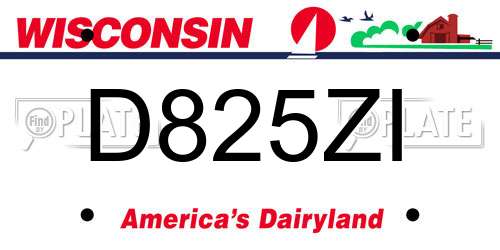 D825ZI Wisconsin License Plate