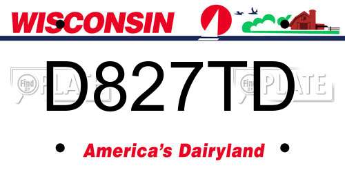 D827TD Wisconsin License Plate