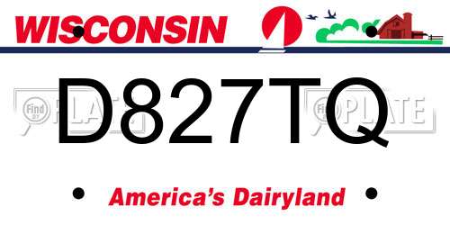 D827TQ Wisconsin License Plate
