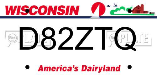 D82ZTQ Wisconsin License Plate