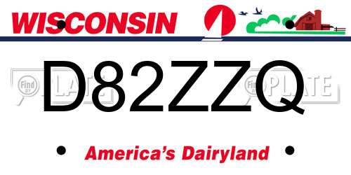 D82ZZQ Wisconsin License Plate