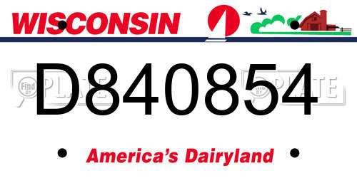 D840854 Wisconsin License Plate