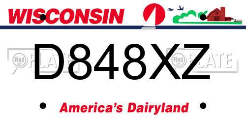 D848XZ Wisconsin License Plate