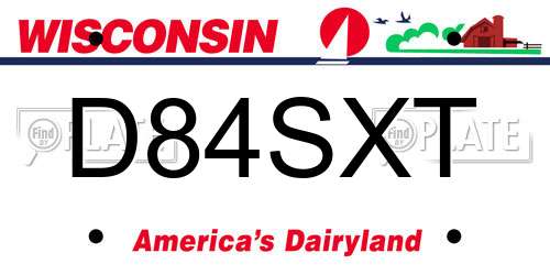 D84SXT Wisconsin License Plate
