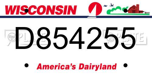 D854255 Wisconsin License Plate