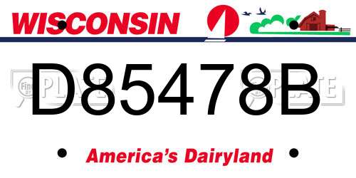 D85478B Wisconsin License Plate