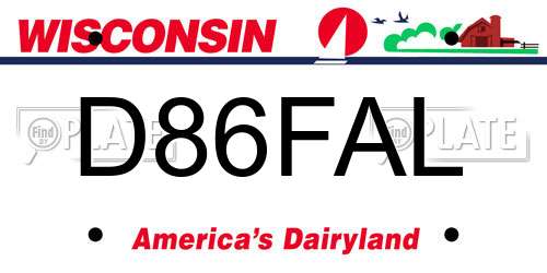 D86FAL Wisconsin License Plate