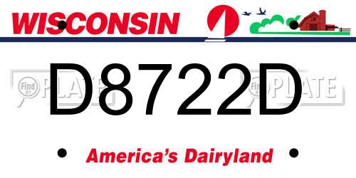 D8722D Wisconsin License Plate