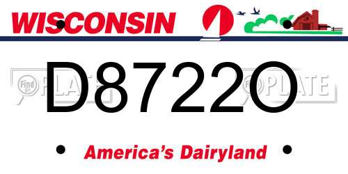 D8722O Wisconsin License Plate