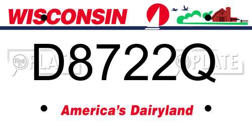 D8722Q Wisconsin License Plate