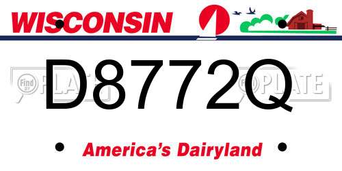 D8772Q Wisconsin License Plate