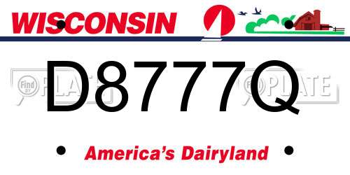 D8777Q Wisconsin License Plate