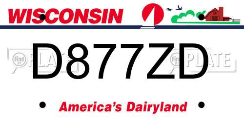 D877ZD Wisconsin License Plate