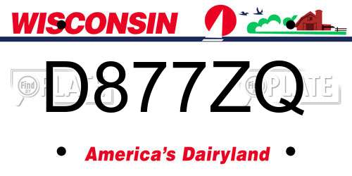 D877ZQ Wisconsin License Plate