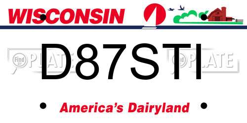 D87STI Wisconsin License Plate
