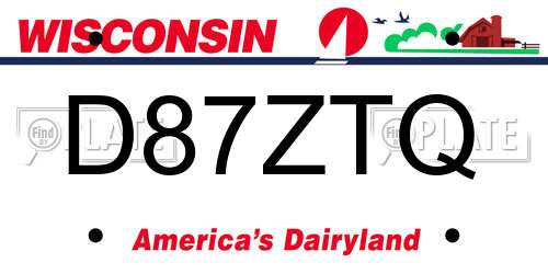 D87ZTQ Wisconsin License Plate