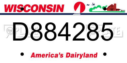 D884285 Wisconsin License Plate