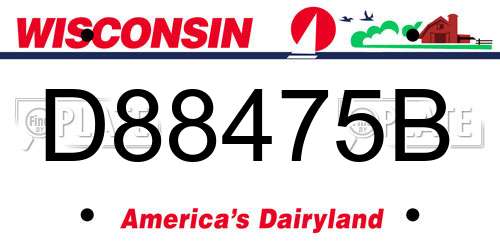 D88475B Wisconsin License Plate
