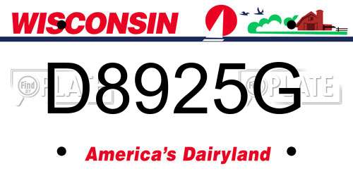D8925G Wisconsin License Plate
