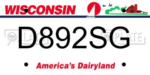 D892SG Wisconsin License Plate