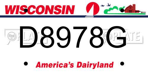 D8978G Wisconsin License Plate