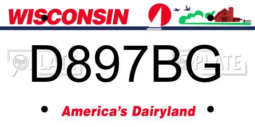 D897BG Wisconsin License Plate