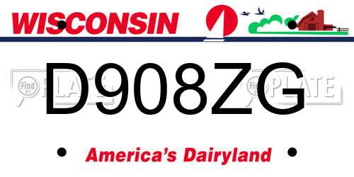 D908ZG Wisconsin License Plate