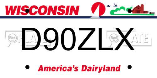 D90ZLX Wisconsin License Plate