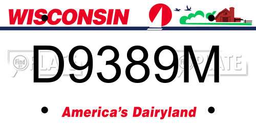D9389M Wisconsin License Plate
