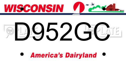 D952GC Wisconsin License Plate