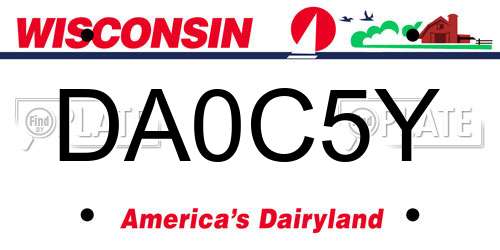 DA0C5Y Wisconsin License Plate