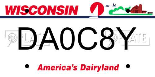 DA0C8Y Wisconsin License Plate
