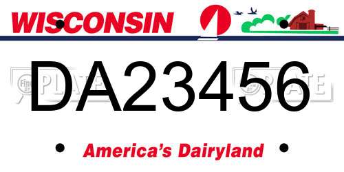 DA23456 Wisconsin License Plate