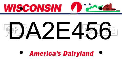 DA2E456 Wisconsin License Plate