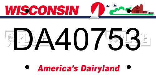 DA40753 Wisconsin License Plate