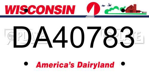 DA40783 Wisconsin License Plate