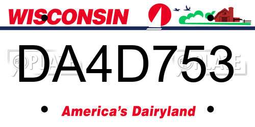 DA4D753 Wisconsin License Plate