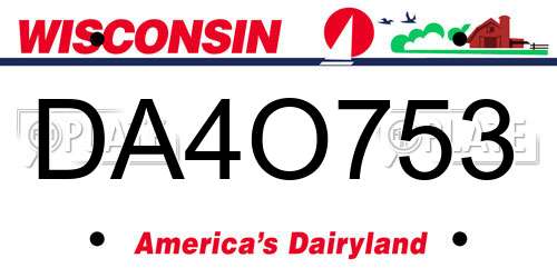 DA4O753 Wisconsin License Plate
