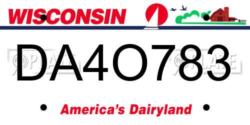 DA4O783 Wisconsin License Plate