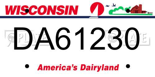 DA61230 Wisconsin License Plate